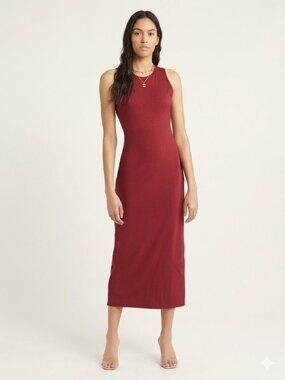 Open Edit - Reversible Knotted Cut out back Tank Dress in Red Grape - XS